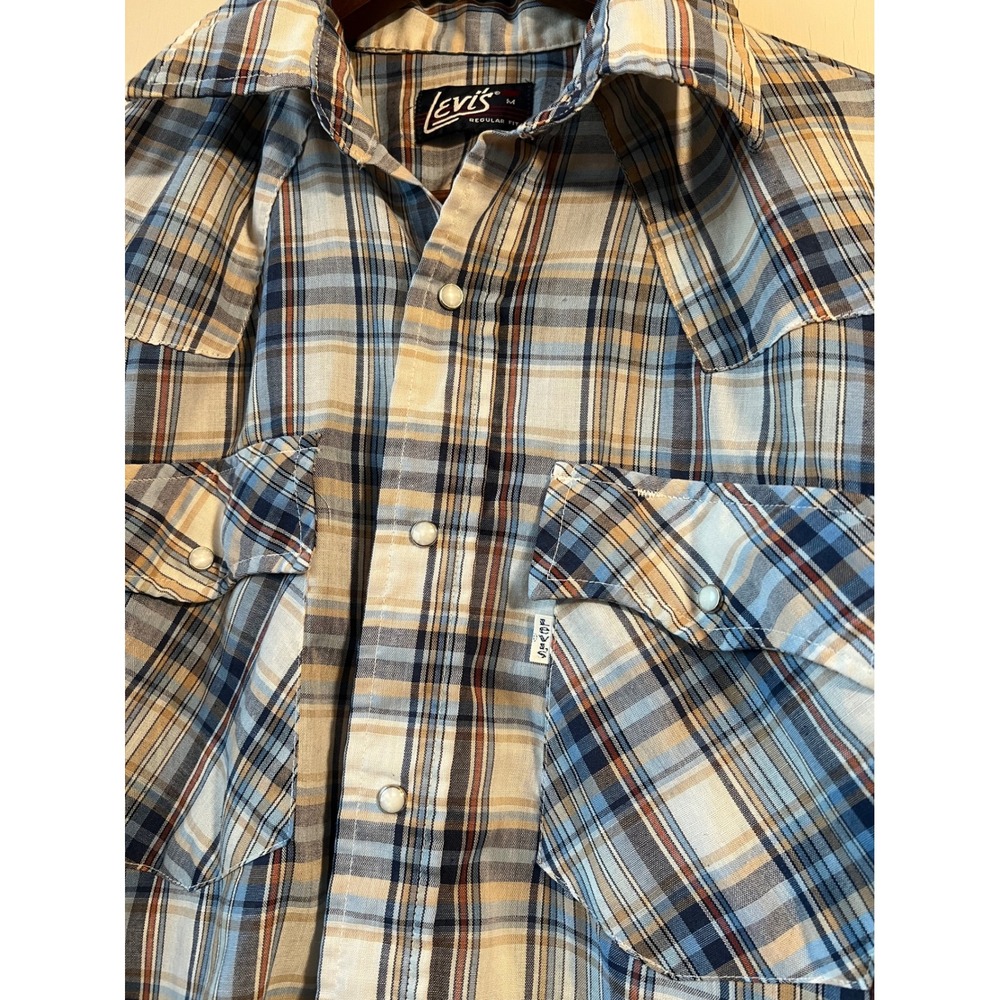 Levi's Regular Fit Plaid Snap Button Western‎ Cowboy Shirt Mens Size Medium - Picture 3 of 8